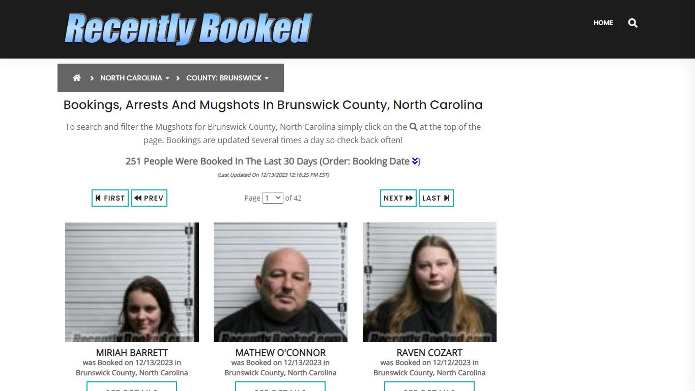 Recent bookings, Arrests, Mugshots in Brunswick County, North Carolina